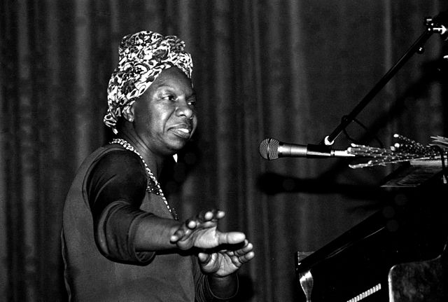 La chanteuse américaine Nina Simone en concert à Morlaix (Bretagne, France) en mai 1982.